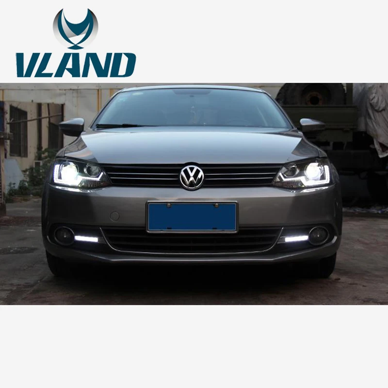 Автомобильные аксессуары от производителя Vland, Головной фонарь для Jetta 2012- для Sagitar, фары с DRL H7 Xenon