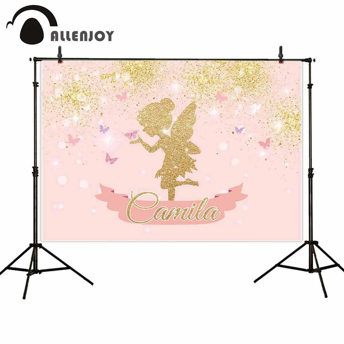 Allenjoy kids background for photography Golden sand leprechaun butterfly Halo backdrop birthday baby shower customize photocall |