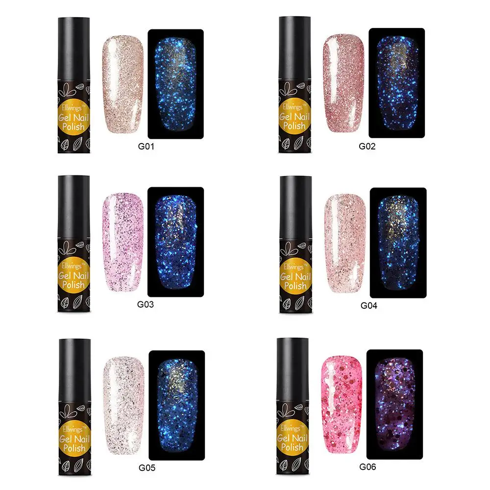 6 цветов флуоресцентный звездный свет розовый гель для ногтей очаровательный