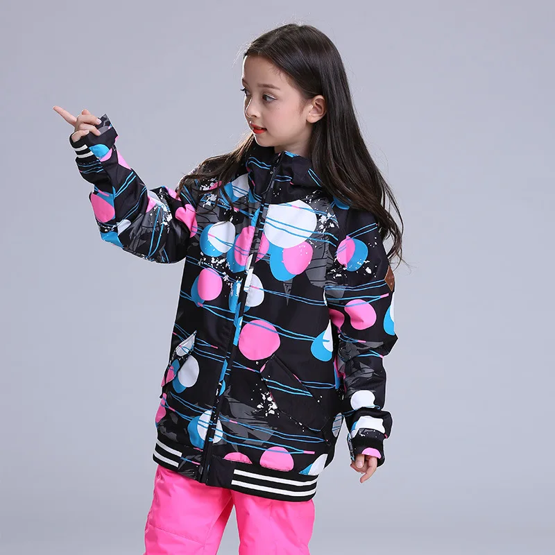 GSOU зимняя Брендовая детская Лыжная куртка для девочек лыжный костюм сноуборда