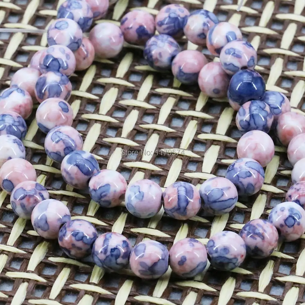 8mm Accessories Pink Multicolor Riverstones Rain Flower Rainbow Stones Round Beads Loose Crafts Jewelry making 15inch Wholesale | Украшения