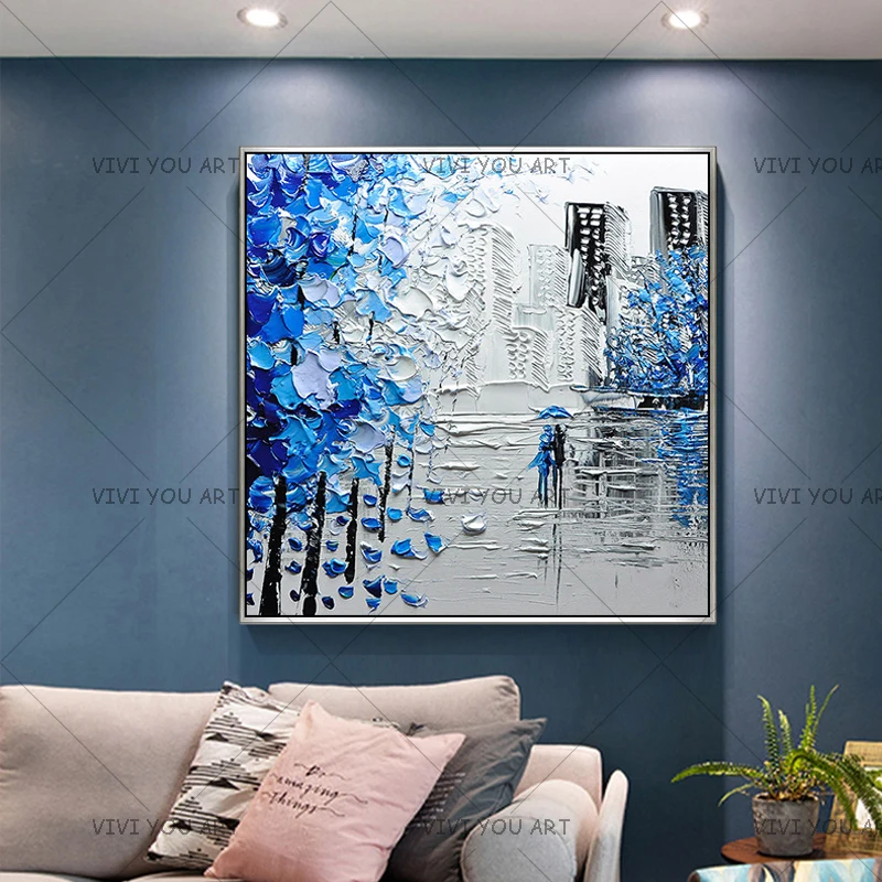 Большая абстрактная Современная Настенная картина ручной работы 100% уличный