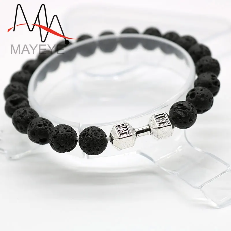 Бесплатная доставка натуральный черный камень из вулканической лавы браслет с