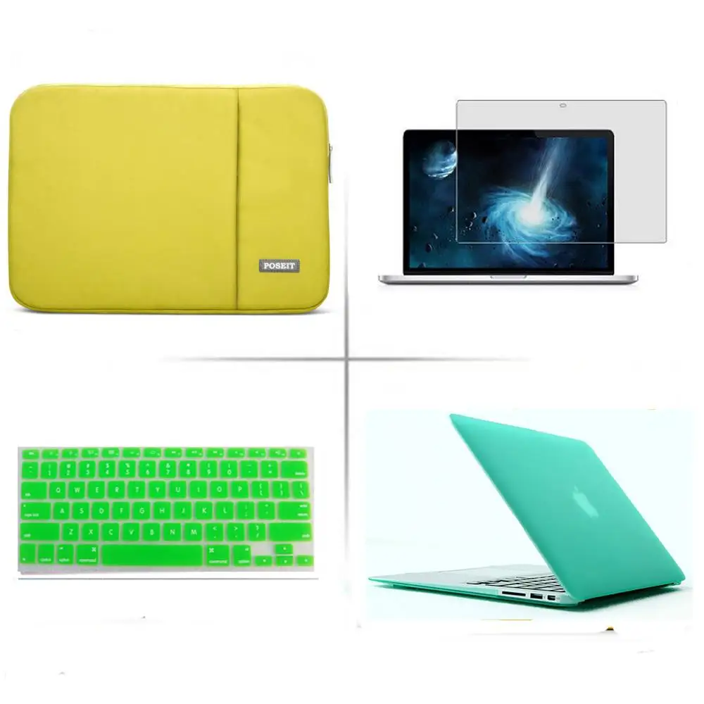 POSEIT 4in1 Матовая Жесткий laptop sleeve сумка крышка клавиатуры ЖК-дисплей для Apple Macbook Pro 13 дюймов CD Встроенная память Модель: A1278 - Цвет: green
