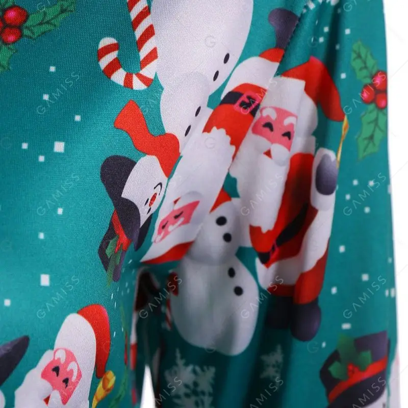 

Women Long Sleeve Round Neck Casual Dress Autumn Winter Christmas Printed Dress