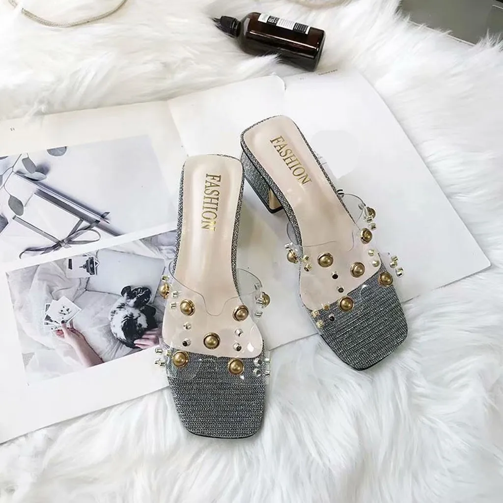 SAGACE/повседневная женская обувь; сезон лето; zapatos; прозрачные стразы; открытый носок; Толстые сандалии; Вьетнамки; Прямая поставка; May29