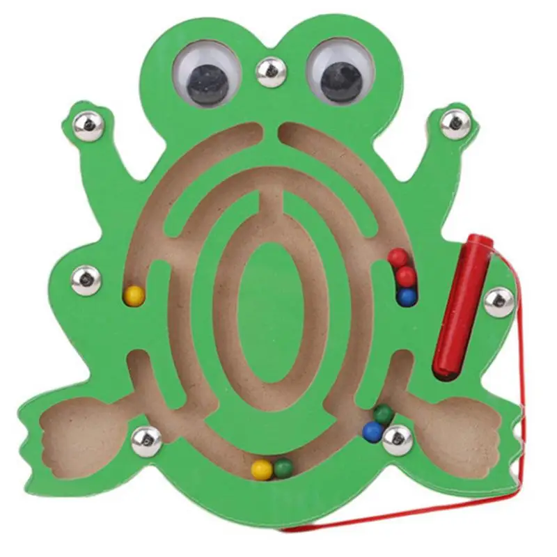 The frog Детский Магнитный лабиринт, игрушка деревянная головоломка для детей игра игрушка Дети Ранний Образовательный мозговой тизер деревянная игрушка интеллектуальная головоломка доска - Цвет: The frog