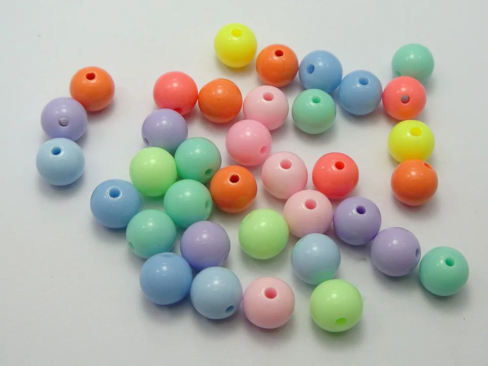 

100 Mixed Pastel Color Acrylic Round Beads 10mm Smooth Ball Spacer