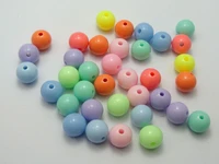 100 mixed pastel color acrylic round beads 10mm smooth ball spacer