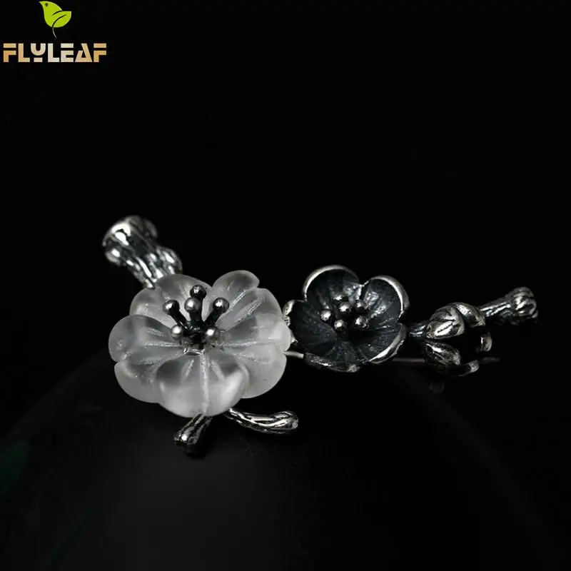 Бренд Flyleaf серебро 925 пробы цветок сливы из кристаллов броши для женщин винтажный