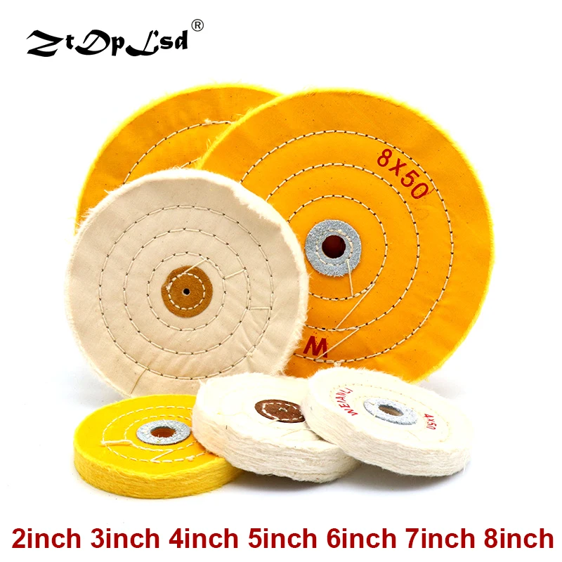 1Pcs Cotton Polishing Cloth Buffing Wheels Grinder For Gold Silver Jewelry Metal Wood Abrasive Tools White Round Shape Pad
