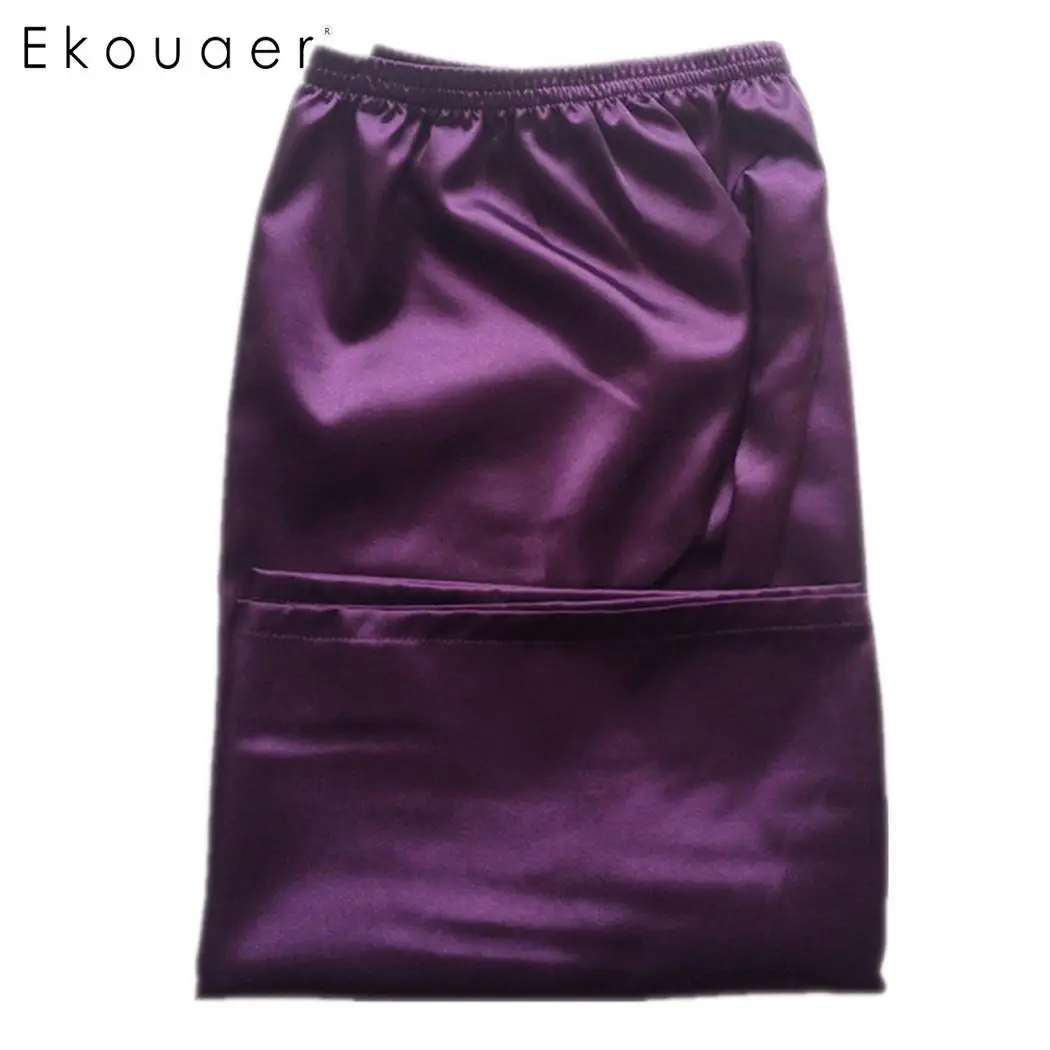 purple Ekouaer мужские летние шорты для сна, короткие штаны, пижамы, тонкие, средняя талия, свободные Пижамные шорты - Цвет: purple