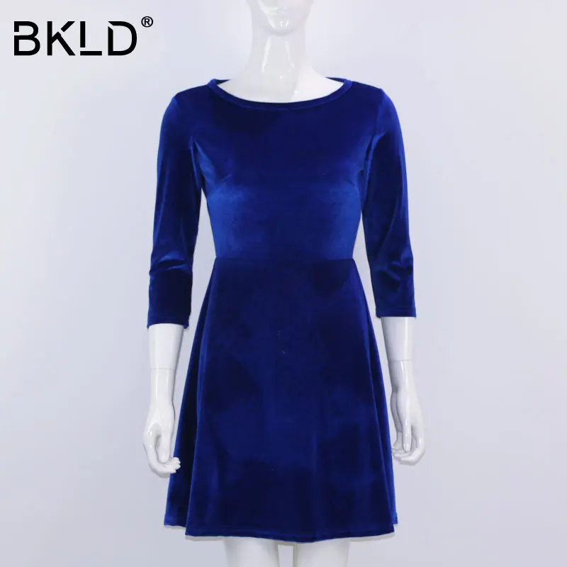 Платье BKLD Autumn2018 красное вельветовое платье А силуэта с рукавом три четверти и о