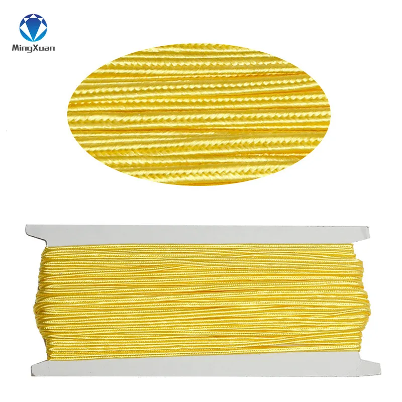 Yellow MINGXUAN 30 метров 3 мм китайский шнур Soutach разных цветов нейлоновая веревка Змеиный живот шнуры для DIY ювелирных изделий - Цвет: Yellow