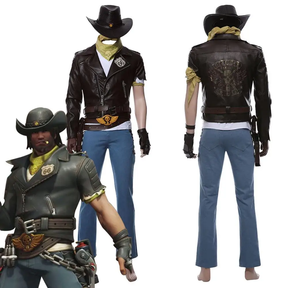 OW Jesse McCree костюм для косплея Мужской полный наряд карнавальный на Хэллоуин