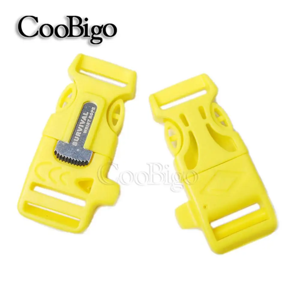 Yellow 1 шт. 3/" цветной свисток для выживания с пряжкой боковая пряжка скребок 550 Паракорд Браслет открытый рюкзак сумка Запчасти комплект для кемпинга - Цвет: Yellow