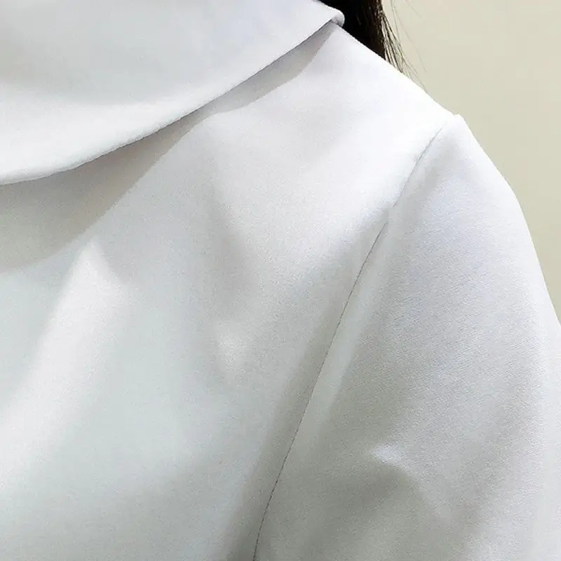 

ROPALIA Women Summer White Blouse Sweet Chiffon Short Sleeve Female Tops Peter Pan Collar Female Blouse