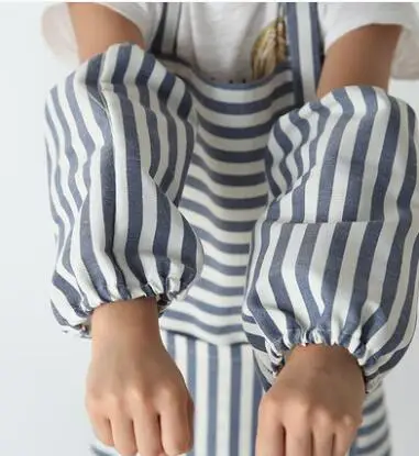 sleeve blue Детский фартук с рисунком торта; детская одежда принцессы с рисунком; тонкие детские комбинезоны для начальной школы - Цвет: sleeve blue