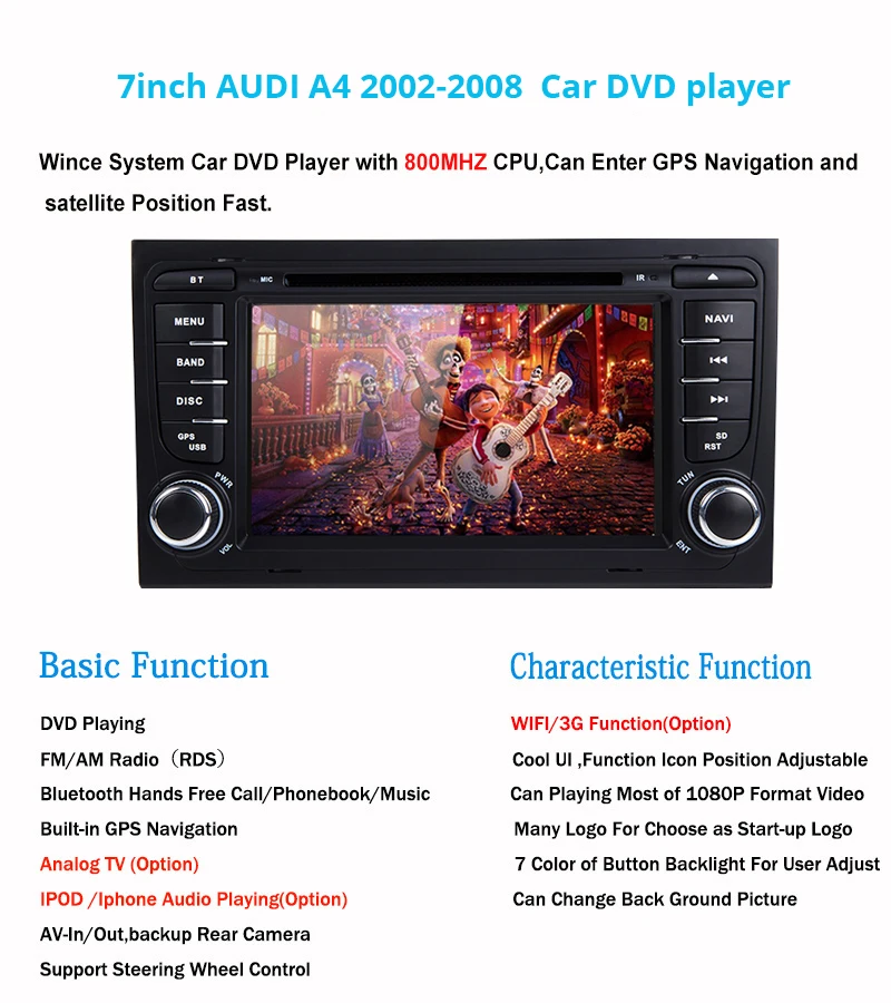 2 din автомобильный DVD Радио мультимедийный плеер стерео для Audi A4 2002-2008 B5 B6 B7 gps Авторадио Навигационная Система головное устройство