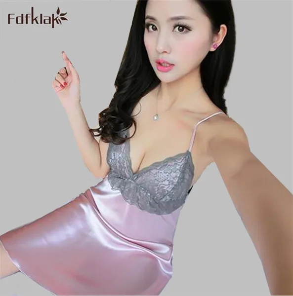 Новая Летняя шелковая ночная рубашка женское сексуальное нижнее белье ночные