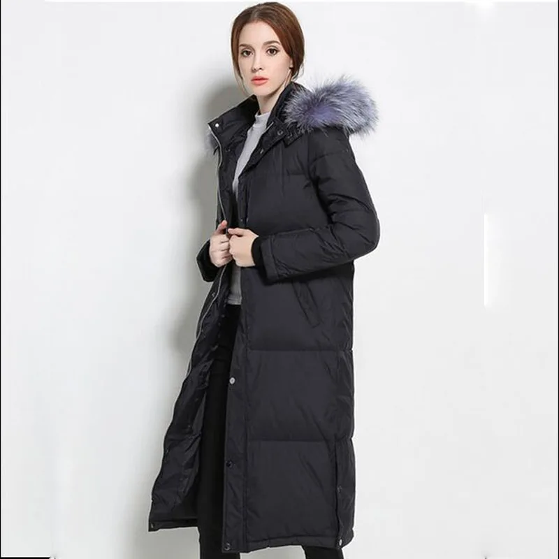 Большой натуральным мехом енота 2018 новые высококачественные Брендовые женские