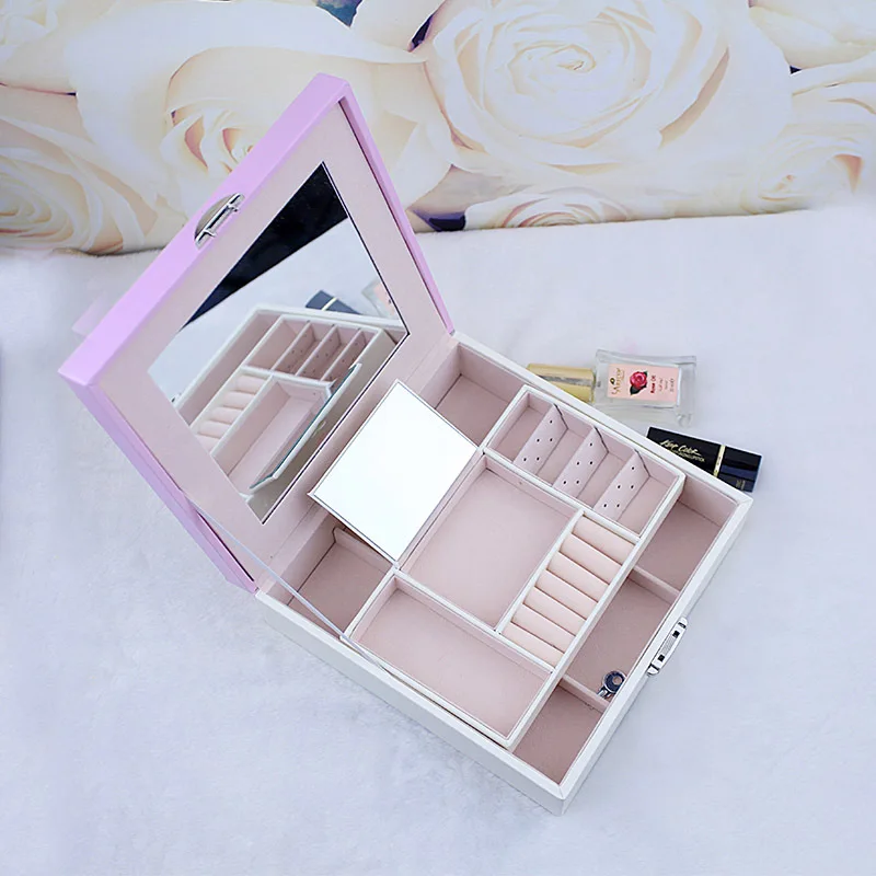 Кожаная Коробка для ювелирных изделий Подарочная коробка упаковки большой