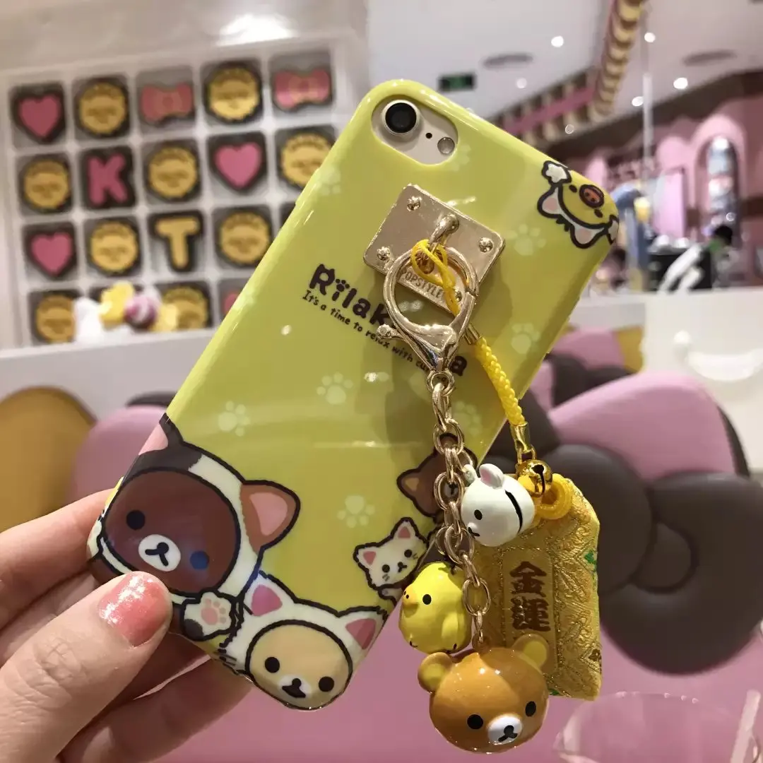 Rilakkuma милый мультфильм кольцо колокольчик силиконовый чехол для телефона чехол для iphone 11 pro 7 6 6splus 8 X XR XS забавная Милая резинка гелевый Чехол