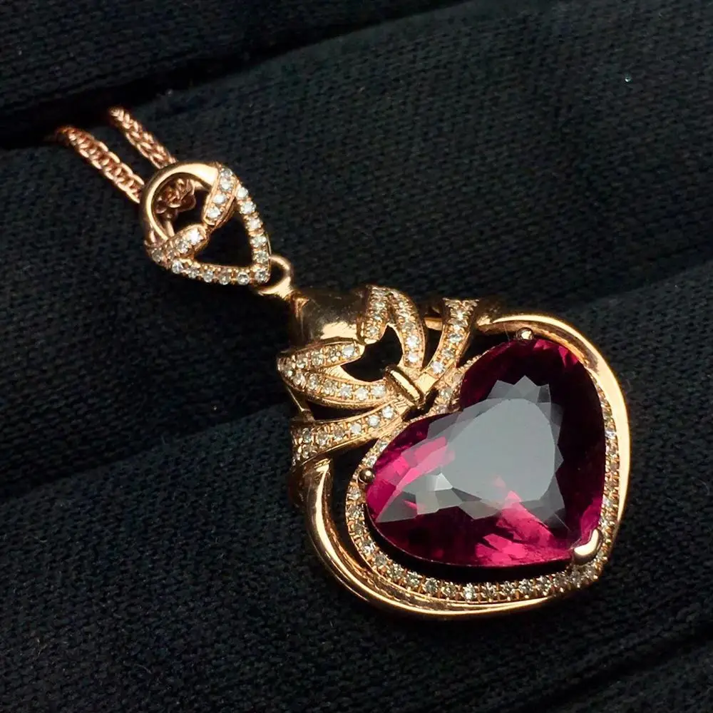 Турмалиновая подвеска хорошее Ювелирное Украшение из натурального золота 18 К 100%