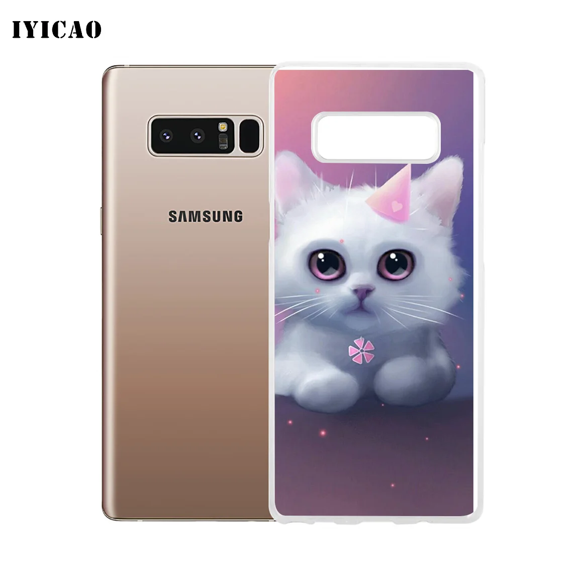 Мягкий силиконовый чехол для телефона IYICAO cute neon kitty Samsung A5 A6 Plus A7 A8 A9 J3 J5 J7 Note 8 9 TPU |