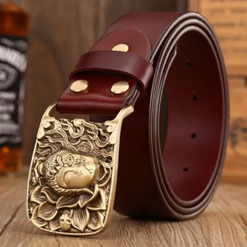 Ремень мужской из натуральной кожи с пряжкой латуни в стиле кэжуал|belt for men|designer