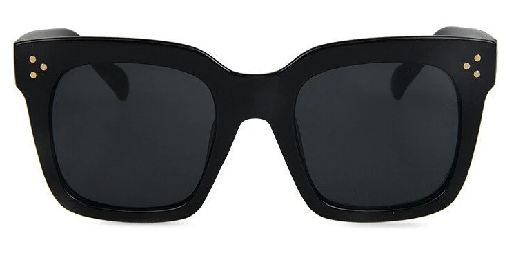 Kim Kardashian Sunglasses Women Flat Top Eyewear Lunette Femme Classic Luxury Brand Sunglasses Ladys Rivet Square Glasses - Цвет линз: black gray