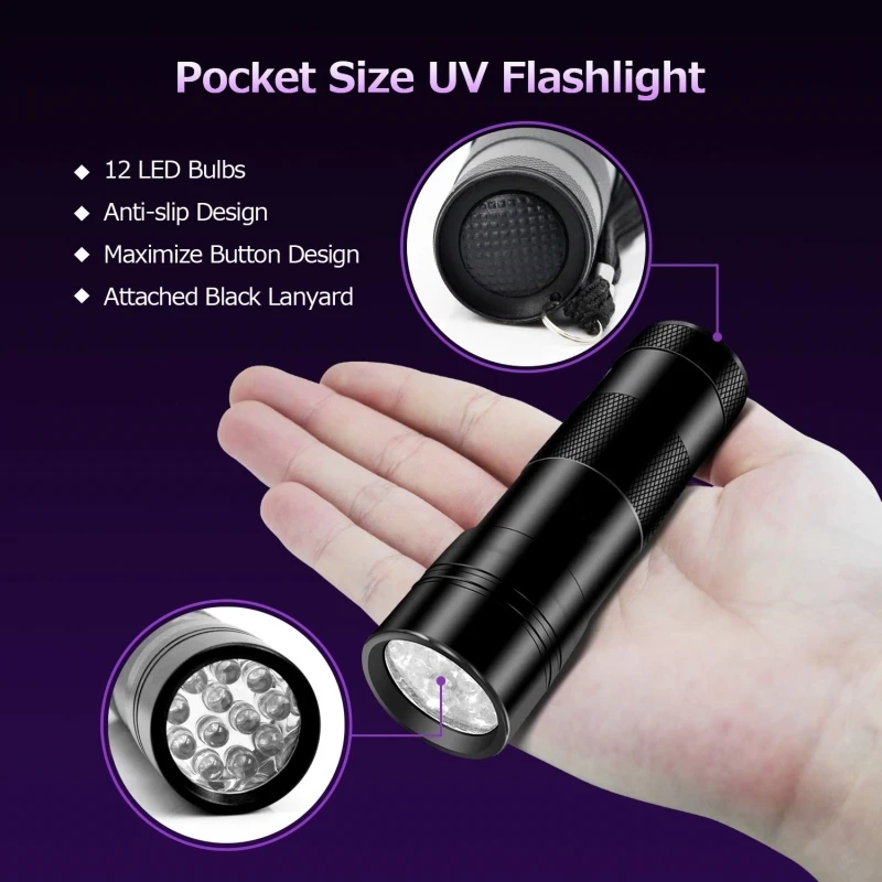 Ультрафиолетовый фонарик 395nm UV фонарь свет linterna 12 led моча животных и Красители