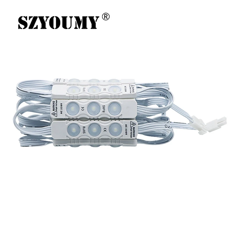 SZYOUMY Новый 2835 3 светодиодный модуль 110 В с линзами водонепроницаемый IP66 160 градусов