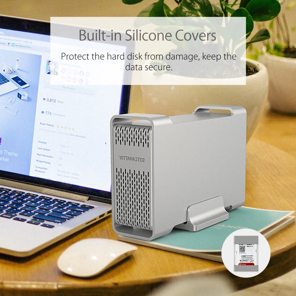 Yottamaster высококлассная док-станция для HDD Dual-bay 2,5 дюймов USB3.0 to SATA3.0 внешний HDD чехол 8 ТБ поддержка Raid 0/1/SPAN