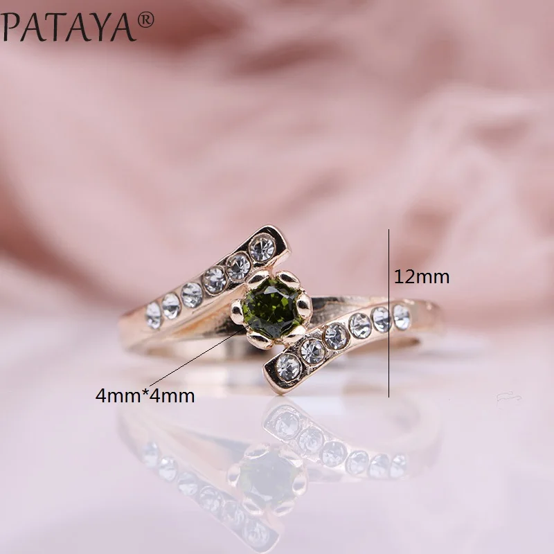 PATAYA, новинка, специальная цена, кольца для женщин, белый искусственный жемчуг, модные ювелирные изделия, 585, розовое золото, оливково-зеленый цвет, натуральное простое кольцо с цирконом