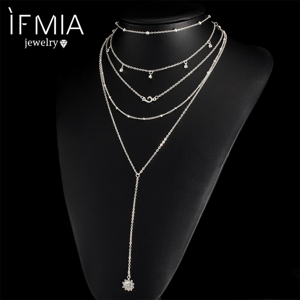 Богемное длинное ожерелье IFMIA с подвеской от солнца комплект из короткого