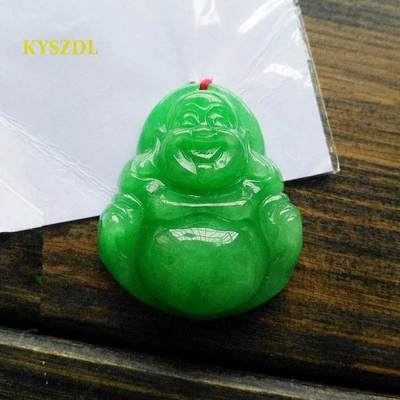 Натуральный зеленый изумруд KYSZDL ручная работа кулон Будды Maitreya Женский буддизм