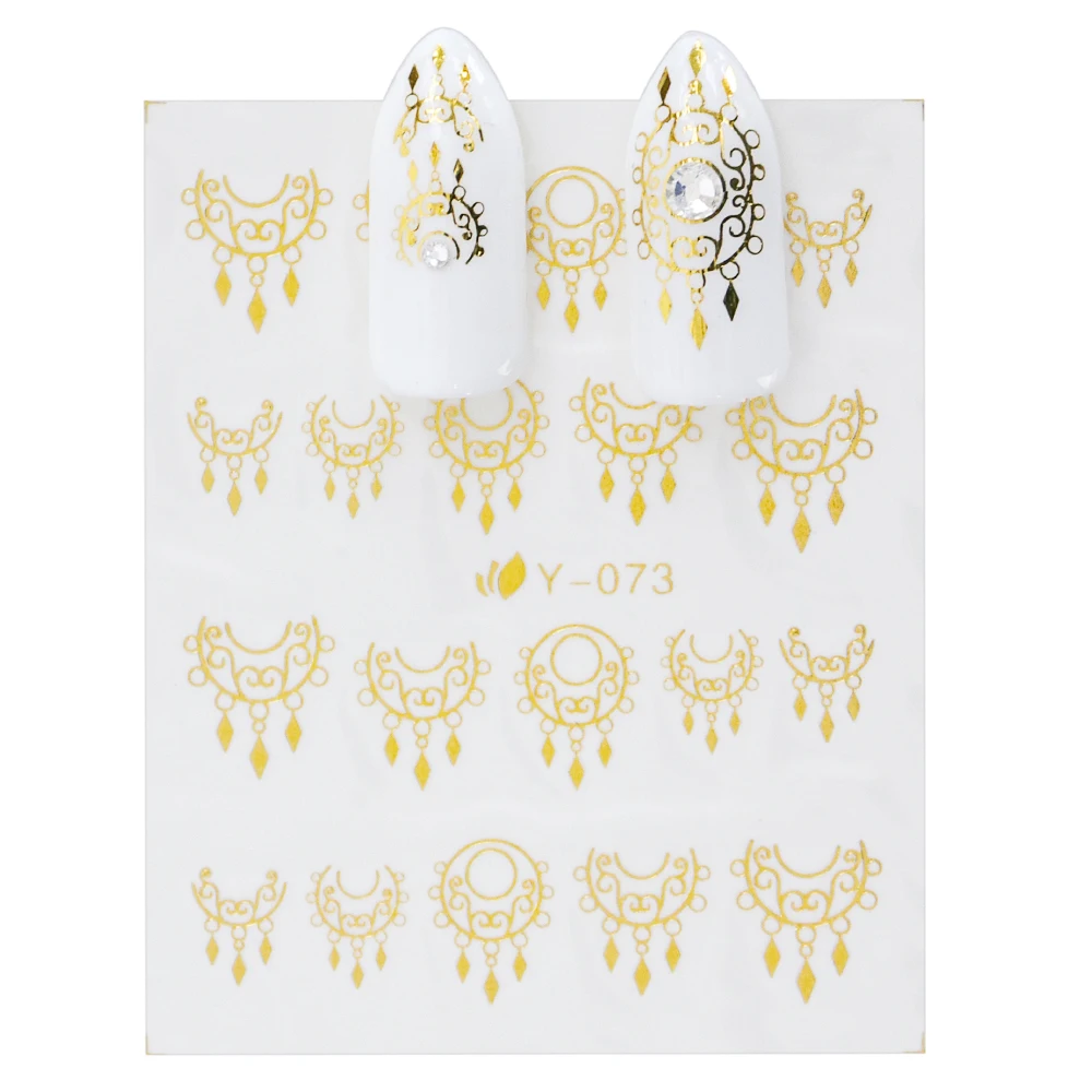 30 листов Золотой Серебряный ноготь наклейка кошка паук цветок ювелирные изделия