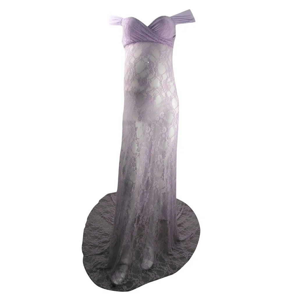 Purple Новые Сексуальные Платья для беременных, для фотосессии, Кружевное платье макси для беременных, Одежда для беременных, платье для беременных, реквизит для фотосессии - Цвет: Purple