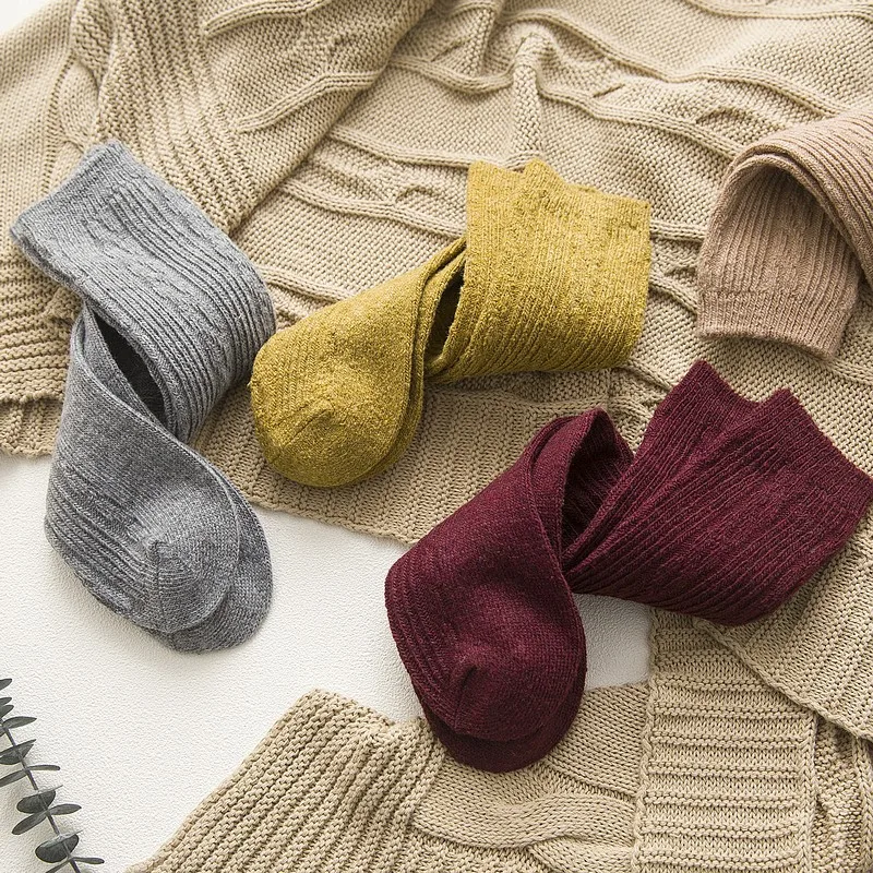 Осенние и зимние свободные японские хлопковые носки стильные длинные шерстяные