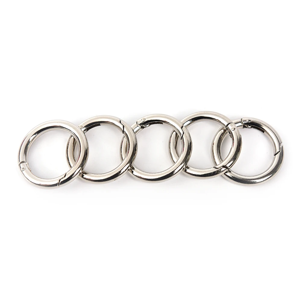 

5PCS/pack 25mm Circle Metal Carabiner hook Spring Snap Round Clip Hook Keychain Camping Climbing Hiking Outdoor hanger kits