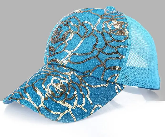 Новинка! НОВАЯ распродажа! Женская шляпа Pokemon Go Gorras, летняя Солнцезащитная шляпа от солнца, корейская модная шляпа, кружевная дышащая сетчатая шапка с блестками - Цвет: lake blue