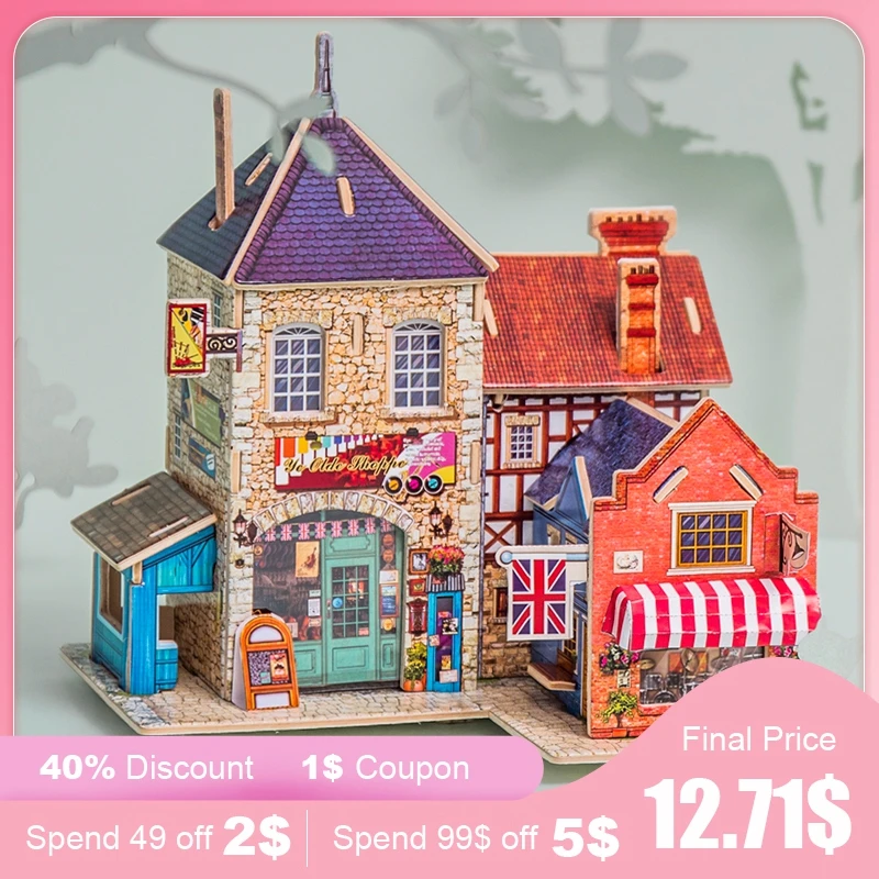 Robud 3D британский музыкальный инструмент магазин игра-головоломка деревянная