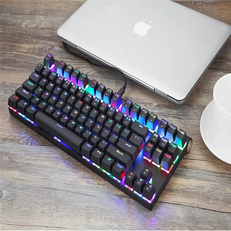Motospeed CK101 Проводная Механическая клавиатура Металл 87 клавиш RGB синий красный переключатель игровой светодиодный планшет с подсветкой Настольный русский компьютер Gamr