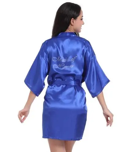 royalblue Maid of Ho Халат для подружки невесты, женский халат, кимоно, пижамы-платья, женские домашние халаты, шелковое белое платье, махровый халат, одежда для сна - Цвет: royalblue Maid of Ho