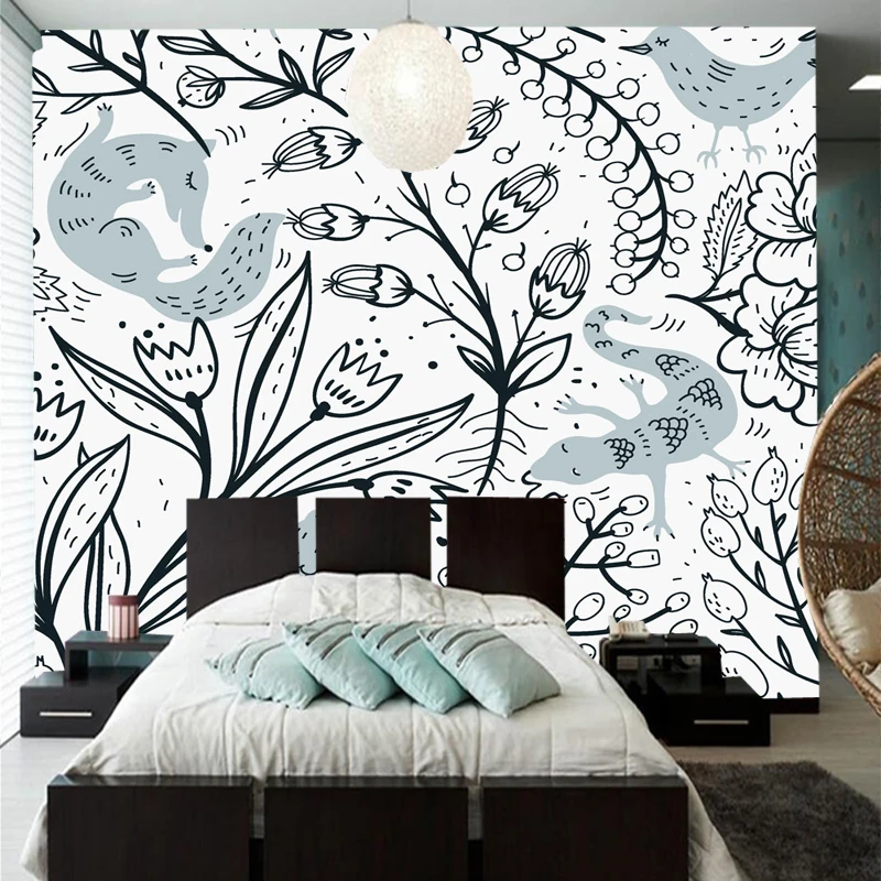 Пользовательские детские обои простые растения животные фрески для гостиной