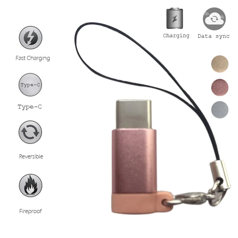 Etmakit 2 шт. USB Type C к Micro адаптеру алюминиевый конвертирующий разъем с брелком для