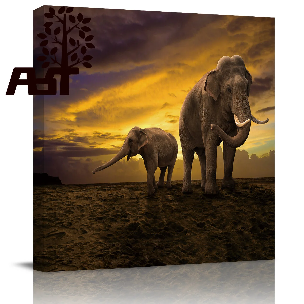 ArtStore Africa Indian Elephant Oil Painting Birthday Party Wood Frame Navy Blue Stretched Halloween Paintings Geometric Wall Ar | Дом и сад