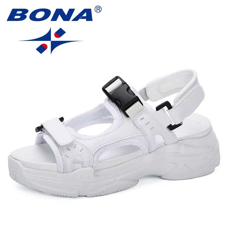 WHITE BONA/Новинка года; Популярные стильные босоножки на платформе; женская обувь на танкетке и высоком каблуке; женские летние шлепанцы; zapatos Mujer; мягкие женские босоножки - Цвет: WHITE