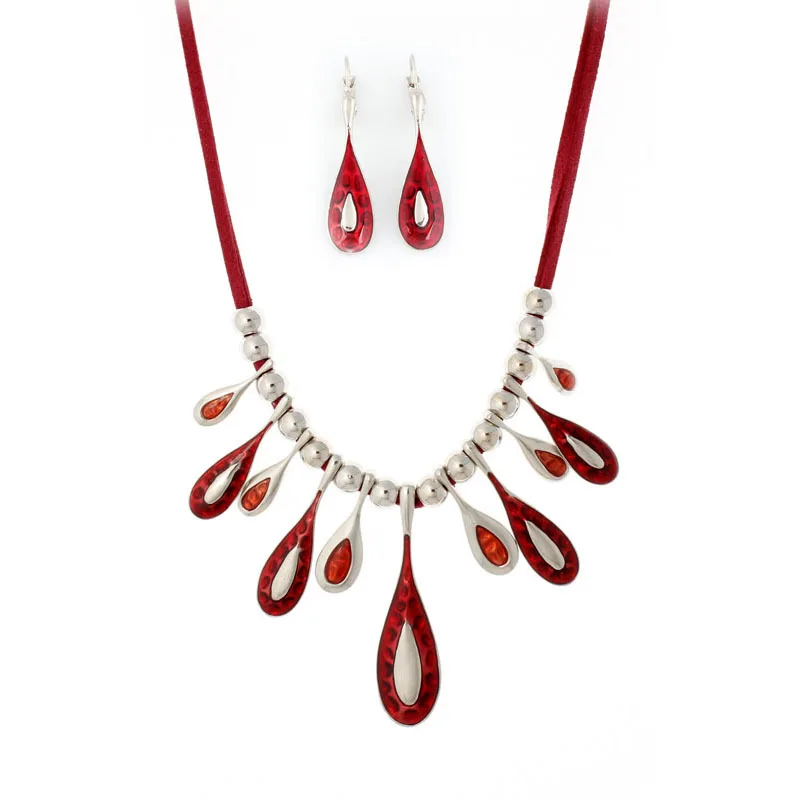 Комплект из колье и серёг с эмалью | Украшения аксессуары